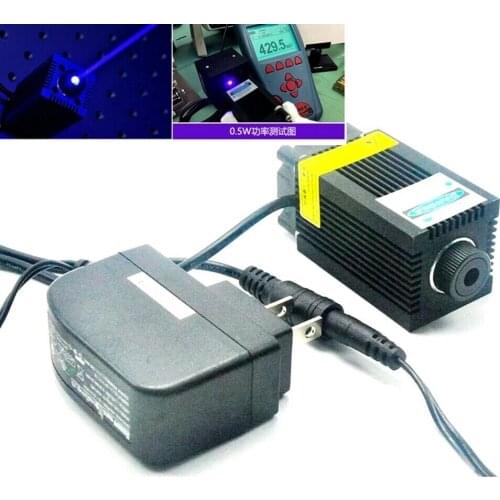 33x55mm Focusable 405nm 500mW 0.5w Violet Blue Diodes Laser Dot Module w/ 12V Power Adapter Engraver
