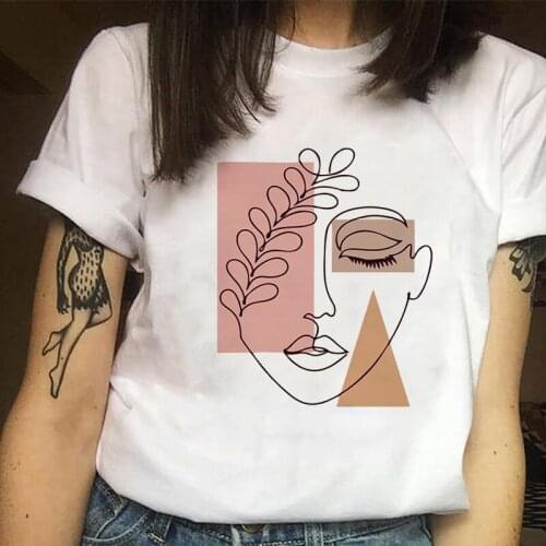 Beautiful Geometry Print T Shirt Women 90s Graphic T-shirt Harajuku Tops Tee Cute Short Sleeve Animal 2021 Casual Female Tshirts