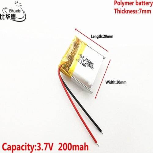 Good Qulity 3.7V,200mAH,702020 Polymer lithium ion / Li-ion battery for TOY,POWER BANK,GPS,mp3,mp4,cell phone,speaker