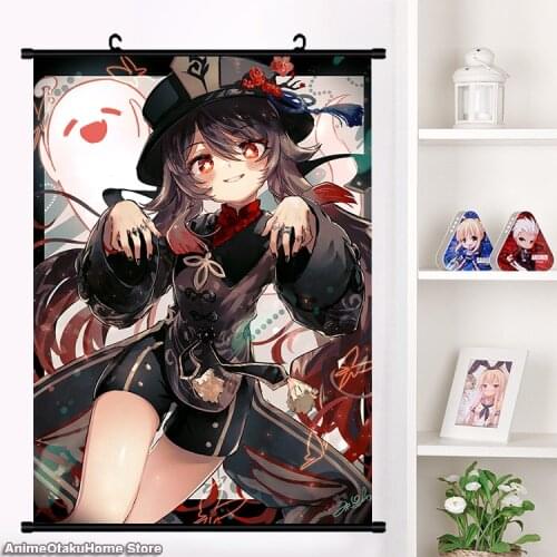 Game Genshin Impact Hutao Poster Wall Scroll Painting Mural Fashion Home Decor Collection Art Gift
