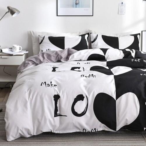 Love Heart White Comforter Bedding Set Adult Modern Home Textile King Queen Twin Size Bed Linen Valentines Day Duvet Cover Set