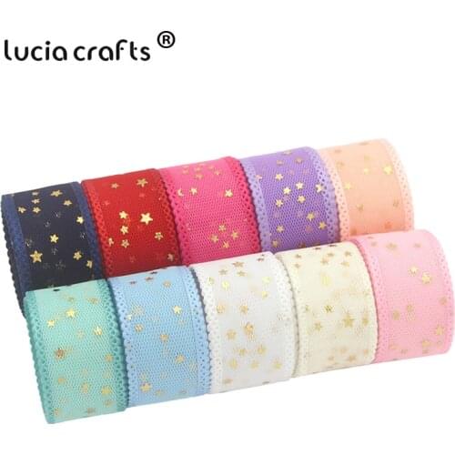 Lucia crafts 5y/6y Organza star Printed Ribbons For Wedding Home Gift Wrapping DIY Handmade Accessories P0106