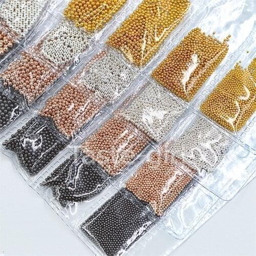 Mixed sizes rose gold silver micro 3d metal nail art decorations alloy charms caviar beads manicure Accessories Supplies Tools