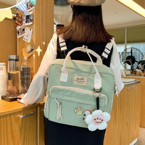 Multifunctional Lovely Women Backpack Shoulder Bags Handbag Teenage Girl Ring Buckle Portable Travel Messenger Bag Wild