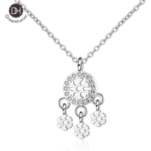 Dreamhonor 2021 Fashion 925 Sterling Silver Zirconia Dream Catcher Pendant Necklaces Jewelry Accessory