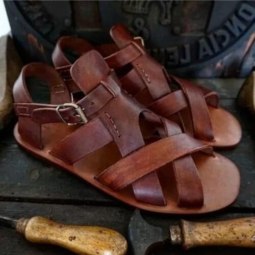 2021 Summer New PU Leather Mens Sandals Soft Soled Beach Shoes Anti Slip Fashion Hot Sale Men Summer Sandals 8KH174