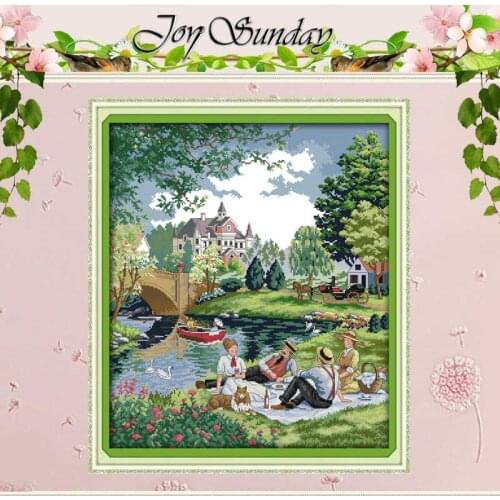 A picnic in the suburbs Counted Cross Stitch 11CT 14CT Cross Stitch Set Wholesale Scenery Cross-stitch Kit Embroidery Needlework