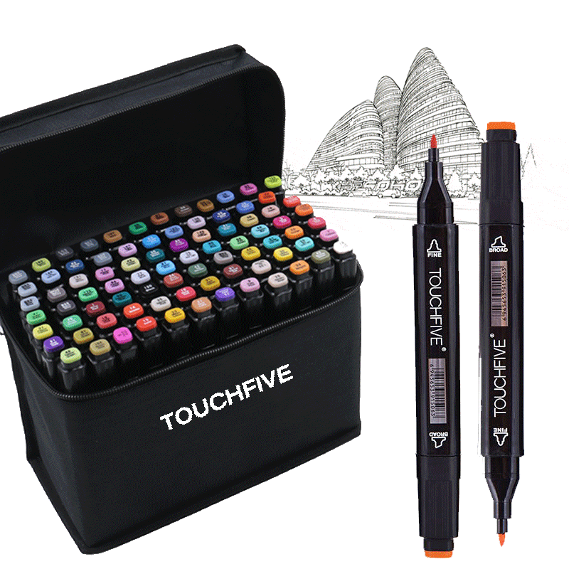 TOUCHFIVE 24/30/40/60/80 Colors Dual Headed Art Markers Set Alcohol Based Markers Drawing Pen Manga Sketch Marker Design Pens