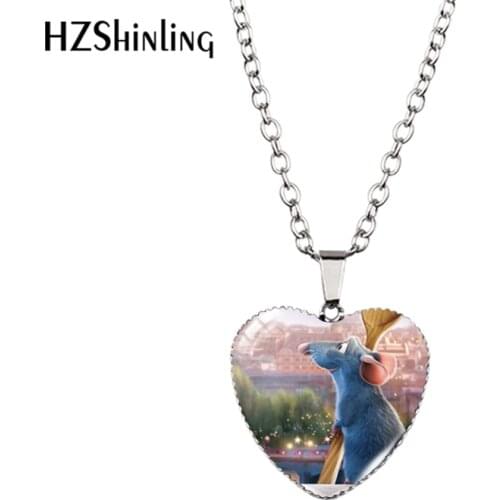 New Ratatouille Heart Necklace Little Chef Remy The Mouse Heart Pendant Jewelry Fashion Heart Necklace HZ3