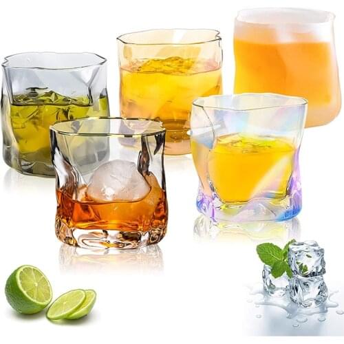New Irregular Shape Whiskey Glasses Artwork Wrinkle Whiskey Cognac Brandy Snifters Cup XO Tumbler Crystal Whiskey Glasses