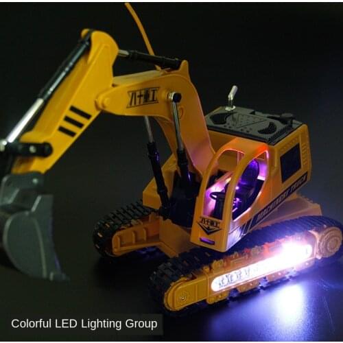 Upgraded Version Remote Control Engineering Crane Vehicle Toys LED Light 8070E Crawler Excavator RC Bottom Bracket Alloy Truck