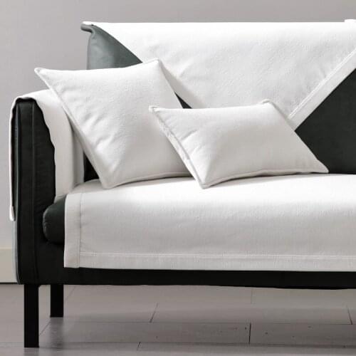 Pure white Chenille flannel fabric Sofa cushion cover Anti-slip Sofa cover custom made Corner Sofa slipcover 2/3 seat sofacover