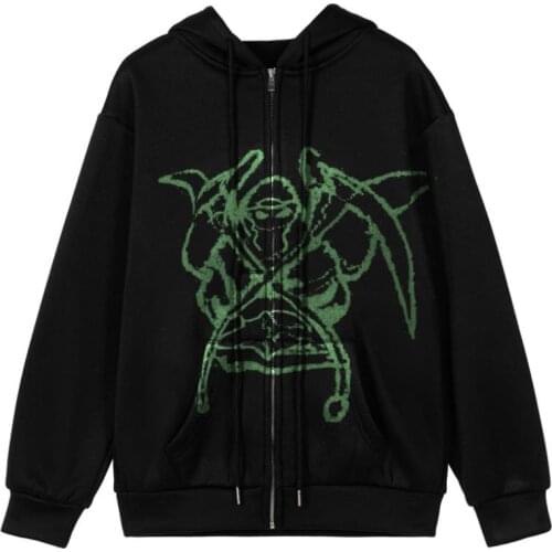 2021 Autumn Fashion Women Halloween Printing Hoodies Casual Winter Warm Womens Girls Zipper Up Long Sleeve Hooded Sweatshirts