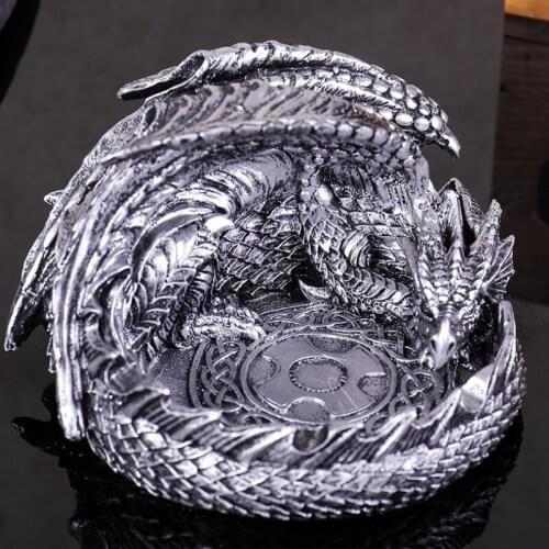 Dragon Ashtray Creative Personality Retro Resin Portable Ashtray Home Decoration Office Desk Accessories Gift for Boyfriend