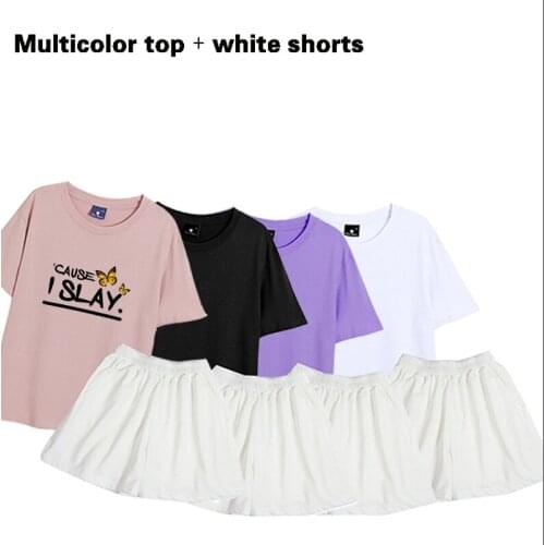 Aesthetically Printed Pajamas for Women Nightie Summer Home Clothes Cotton Pijama Set Korea Femme Pyjama Sleep Tops and Shorts