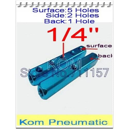 Pneumatic 1/4 Inch 1/4" bsp 5 Way 8 Hole Aluminum Quick Fitting Air Hose Exhaust Multi Connector Manifold Base Socket AL-5