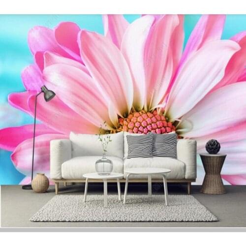 Custom 3D pink flower close-up color beautiful 3D wallpaper mural for living room bedroom home decor cafe bar mural
