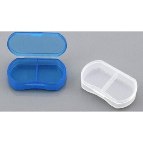 Portable Travel Mini Plastic Pill Box Medicine Case 2 Compartments Jewelry Bead Parts Organizer Storage Box SN520