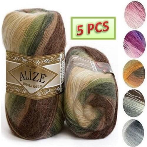 5 PCS Dıy Alize Premium Angora Gold Batik, shawl, knitting rope, DIY knitting yarn 20% wool 80% Acrylic yarn cotton skrit yarn