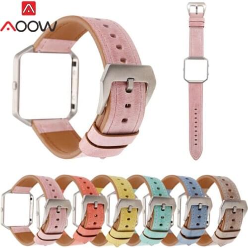 Genuine Leather Watchband for Fitbit blaze & Frame Pink Green Men Women Replacement Bracelet Strap Band for Smart Watch
