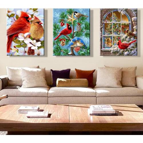 Paint by number art painting by numbers Artwork Christmas christmas tree bird Handmade Filling and coloring Festival Painting