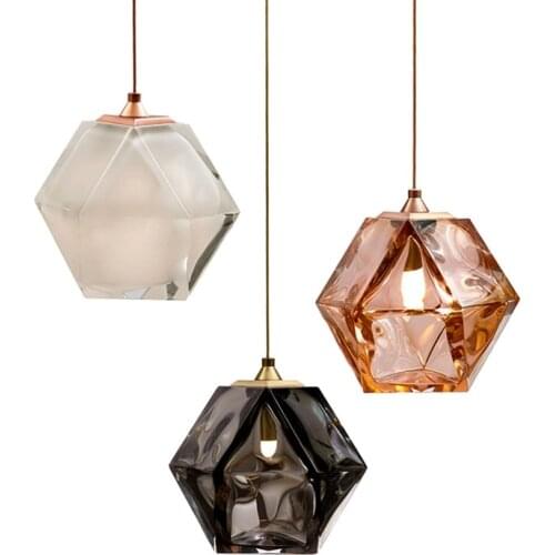 Nordic Modern Simple Creative glass Restaurant Small Chandelier Copper bedroom Bedside Staircase Personalized Pendant Light