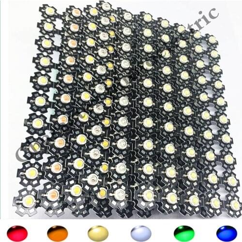 25pcs 1W Cree High Power LED Light-Emitting Diode LEDs Chip With Aluminum Star PCB Warm White Cold White Red Green Blue Yellow