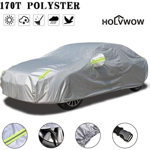 Waterproof Sun Protection Auti UV Rain Snow 170T Polyester Car Body Cover Customized Universal car cover