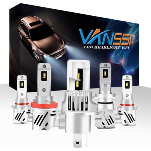 VANSSI H4 LED H7 H11 HB4 9006 9005 HB3 H9 H8 Car Headlight Bulbs Mini Wireless Style 6000K White 12000LM 12V Auto Accessories