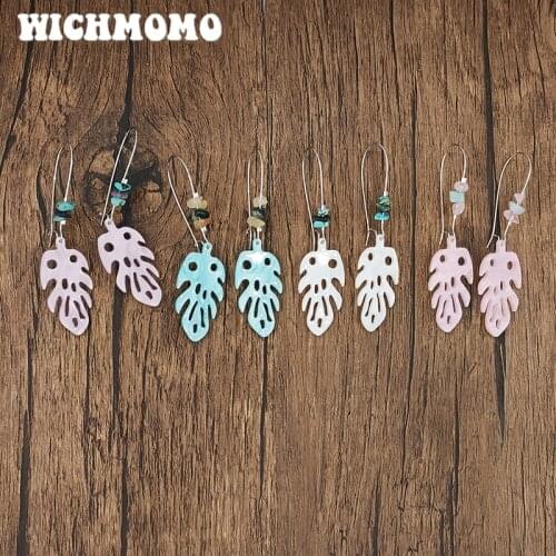 WICHMOMO Fashion Cute Colorful Acrylic Leaves Earrings Womens Accessories Gifts EST020