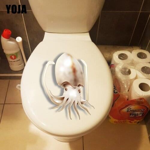 YOJA 21.3*19.4CM Modern Art Squid Living Room Home Decor Wall Decal Toilet Sticker Funny Fish T3-0985