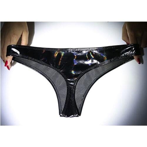 S-XXL Plus Size Women Dazzling Colorful PVC G String Tanga Wetlook Shiny Sexy Panties Calcinha Underwear Briefs Bikini Thongs