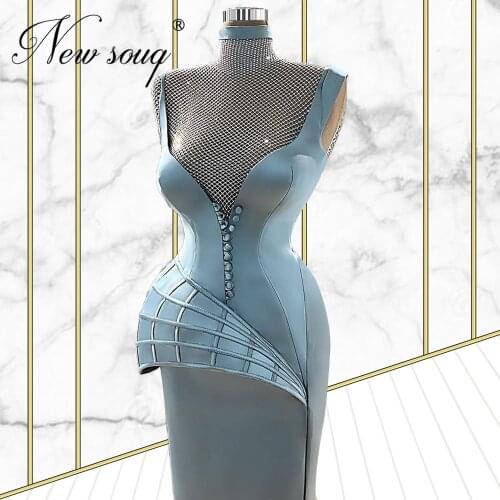 2021 New Arrival Satin Mermaid Evening Dresses Beaded Plus Size Robes Customized Celebrity Gowns Prom Dresses Vestidos De Festa