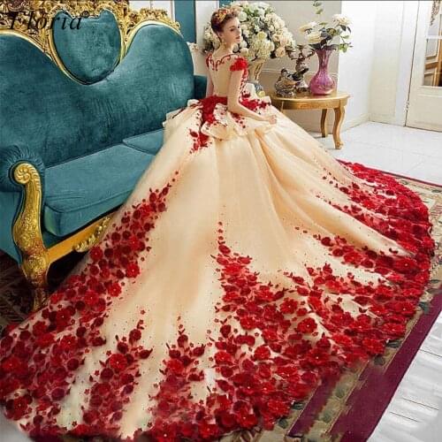 Abendkleider 2020 Luxury 3D Flowers Evening Dresses Long Beading Women Wedding Party Dresses Princess Prom Dresses Celebrity