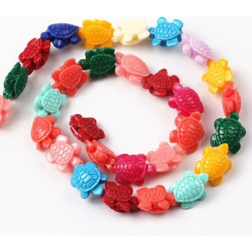 1Strand/lot(1strand=30pcs) 11*15mm Mixed Color Synthetic Turtle Spacer Beads For DIY Fashion Charms Bracelet Necklace Jewelry