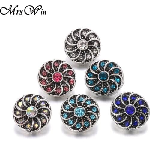 10pcs/lot New Snap Jewelry Rhinestone Vortex 12mm Metal Snap Buttons Fit 12mm Snap Bracelet Bangle Jewelry