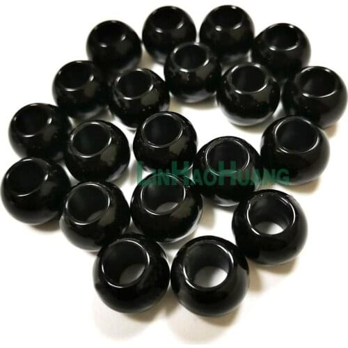 100pcs/lot Black Acrylic Round Beads 9.5*12mm with 6mm hole for Kids Craft Kandi Bracelet