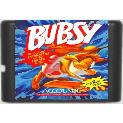 Bubsy 16 bit Game Card For Sega MegaDrive & Genesis System