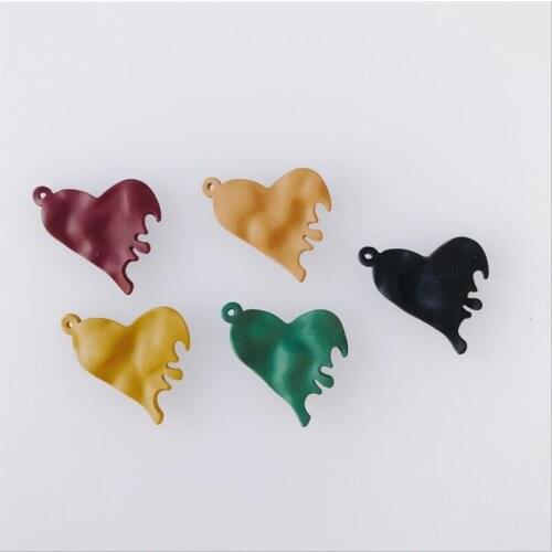 20pcs/lot New Creative Paint Irregular Heart Charms Connectors for Diy Fashion Earrings Alloy Pendant Jewelry Accessories