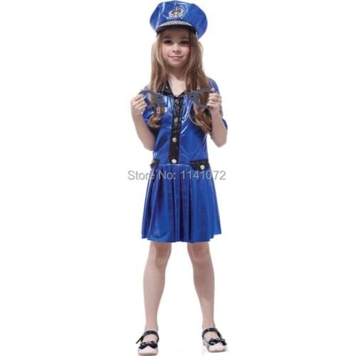 2014 fashion costumes for kids with hat police for girl on halloween costume for kids