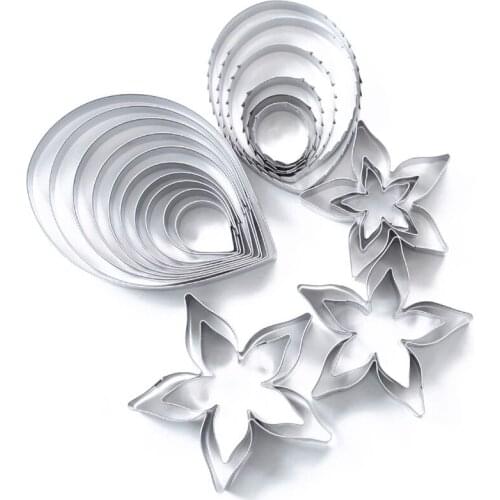 23pc Rose Cookie Cutter Stainless Steel Pastry & Biscuit Cutter Cake Mold Petal Calyx Leaf Fondant Tools