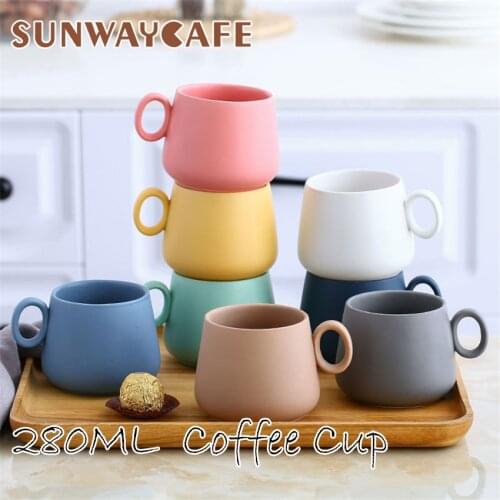 280ml high-grade ceramic coffee cups Coffee cup set Simple European style Mug Cappuccino flower cups Latte