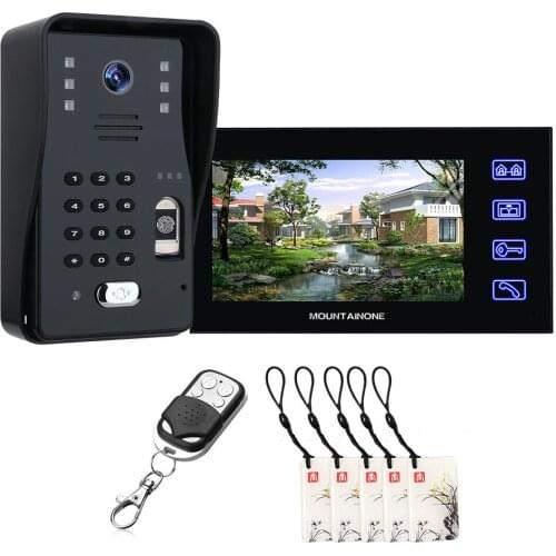 7 inch Fingerprint RFID Password Video Door Phone Intercom Doorbell with Night Vision Security CCTV Camera Home Surveillance