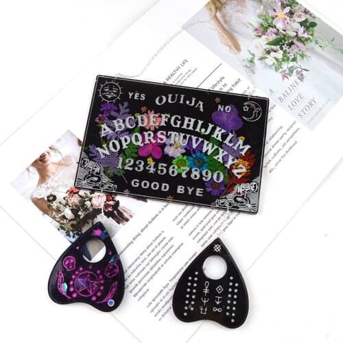 ABZS 2Pcs Board Planchette Resin Molds Gothic Ouija Board Game Keychain Pendant Epoxy Silicone Molds Jewelry Making