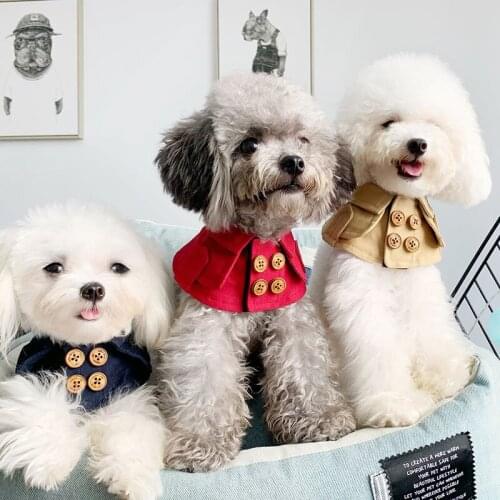 Dog Tie Pet Bandana Scarf Dog Collar British Style Cloak Windbreaker Trench Coat Cat Collars Small Dog Puppy Bib Pet Accessories