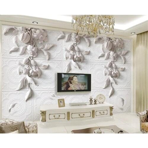 Beibehang Custom wallpaper 3d three-dimensional European plaster carved embossed wall background 3d wallpaper papel de parede