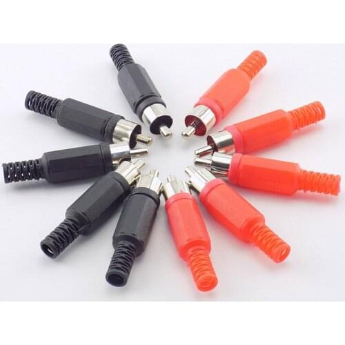 Black Red RCA Plastic Male Jack Connector adapter Solder Audio Video Plug Handle Stereo Plugs Channel Dual Industrial Tool DIY