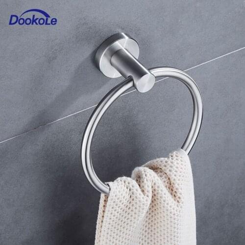 Bathroom Towel Ring Holder Circle Rings Door Hanger Towels Rack, Bathroom Hardware Set Wall Mount Stainless Steel Brushed