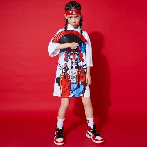 Kids Hip Hop Clothing White Loose Long Tshirt Tops Streetwear Summer Shorts for Girls Carnival Jazz Dance Costume Stage Clothes