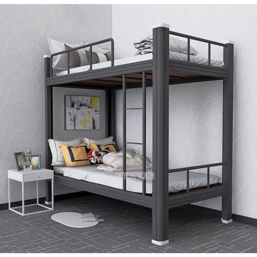 200*90cm Double-layer Steel Frame Bed Child Student Dormitory Bed Children Bedroom Furniture With Safety Guardrails and Ladder